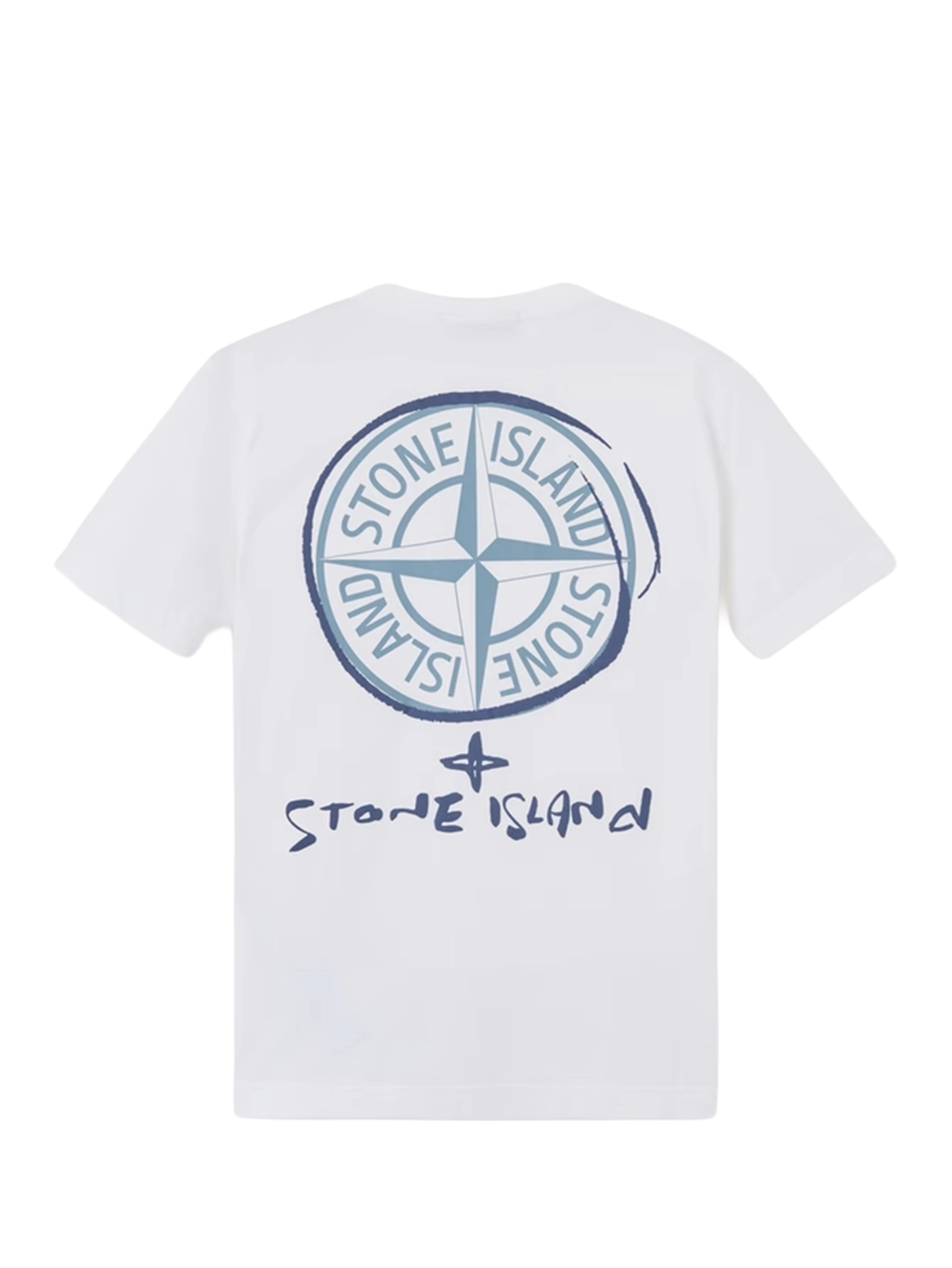 Stone Island Junior Regular-Fit Scribble Compass T-Shirt in White