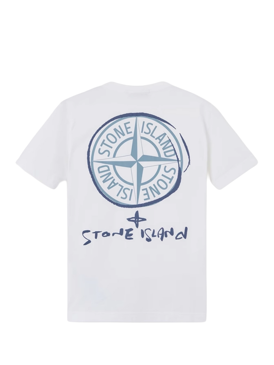 Stone Island Junior Regular-Fit Scribble Compass T-Shirt in Wit