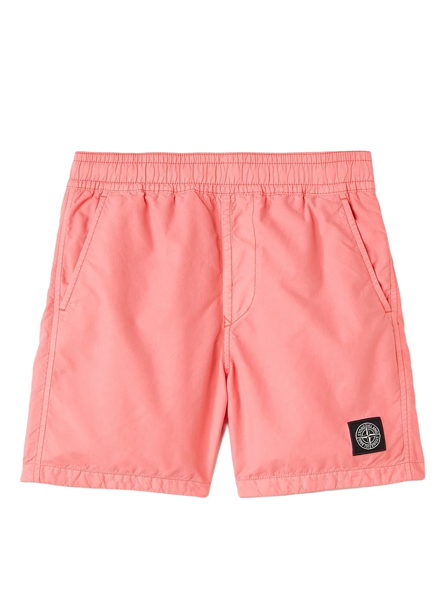 Stone Island Junior Swim Shorts With Logo in Pink
