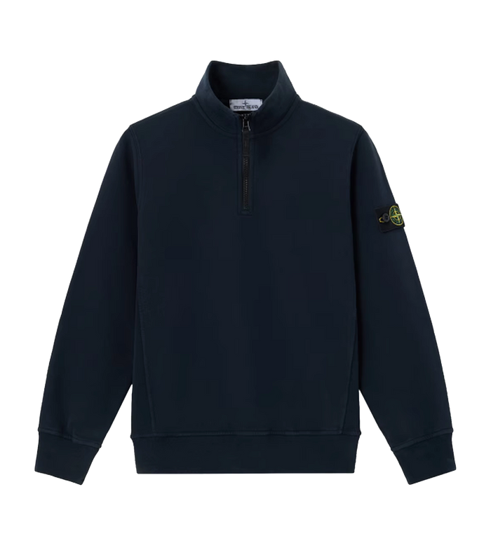 Kids Brushed Organic Cotton Fleece Half-Zip Sweatshirt Navy Blue