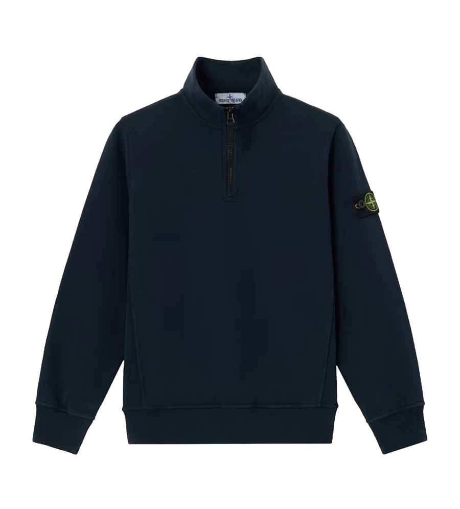 Kids Brushed Organic Cotton Fleece Half-Zip Sweatshirt Navy Blue
