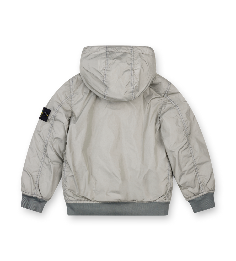 Gray hooded jacket on a white background