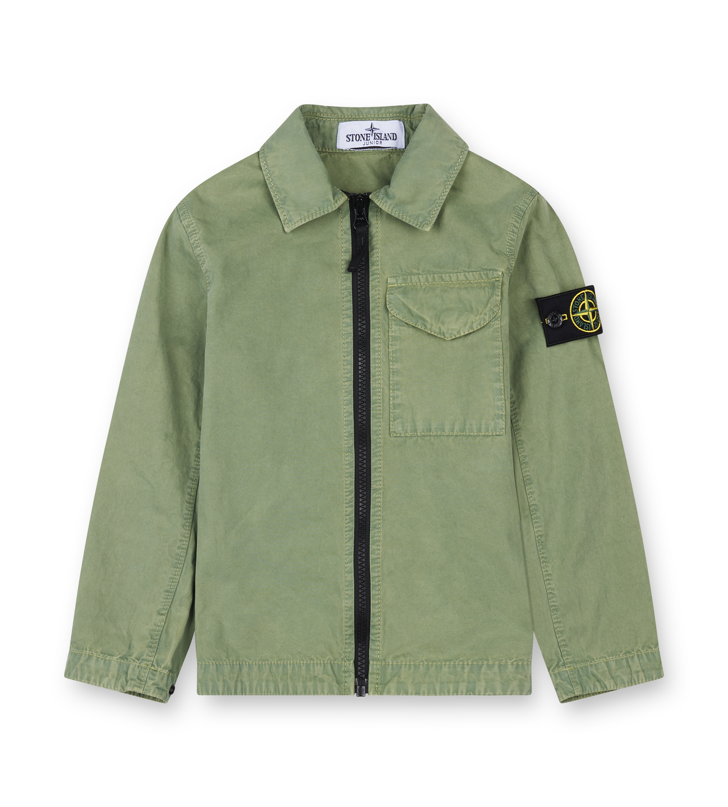 Green jacket with a brand logo on a white background