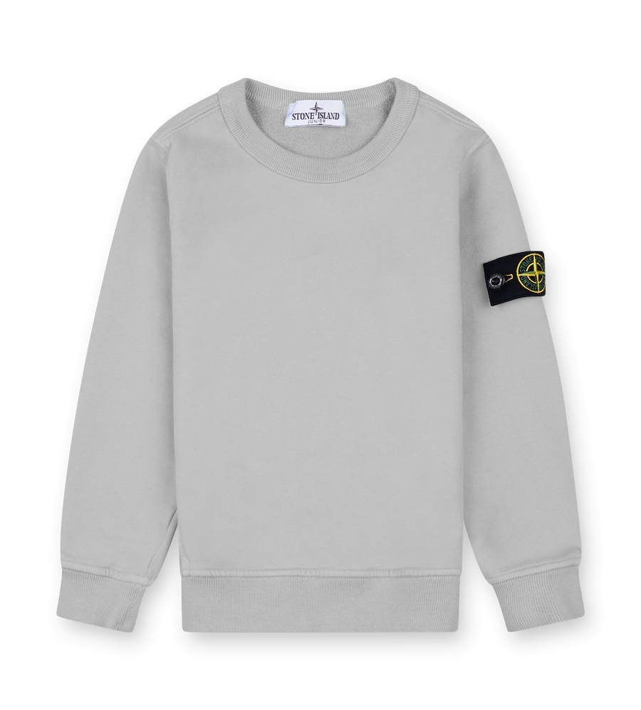 Stone Island Compass Patch Crewneck Sweater in Pearl Grey (Kids)