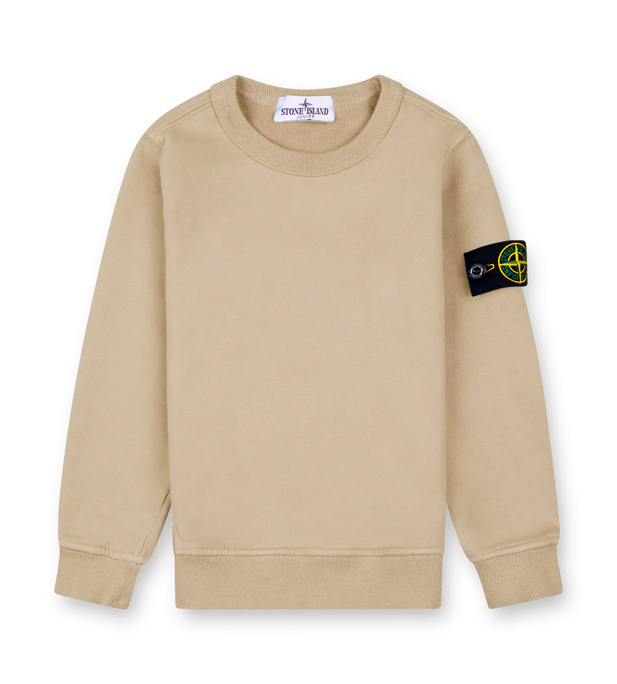 Stone Island Compass Patch Crewneck Sweater in Sand Beige (Kids)