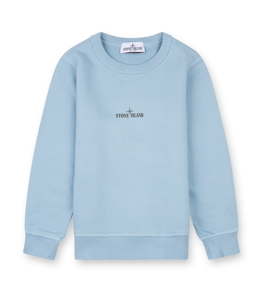 Light blue sweatshirt with Stone Island logo on a white background