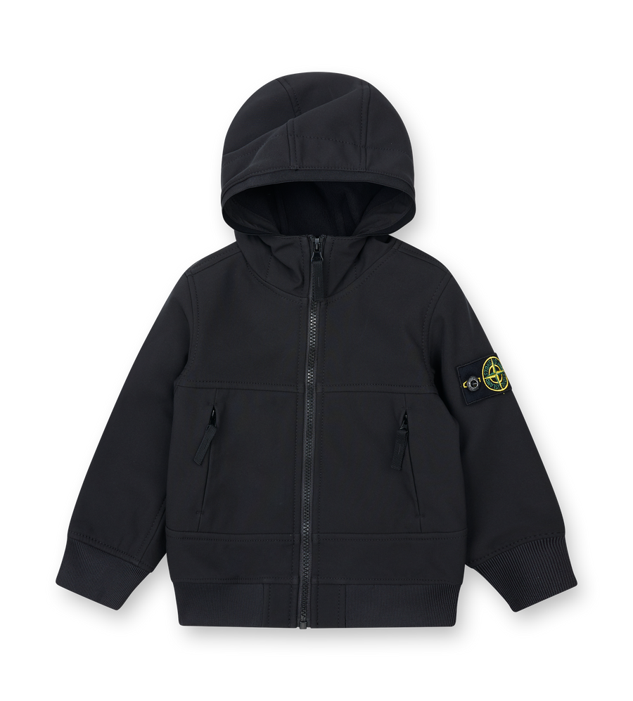 Stone Island Hooded Softshell Jacket in Black (Kids)
