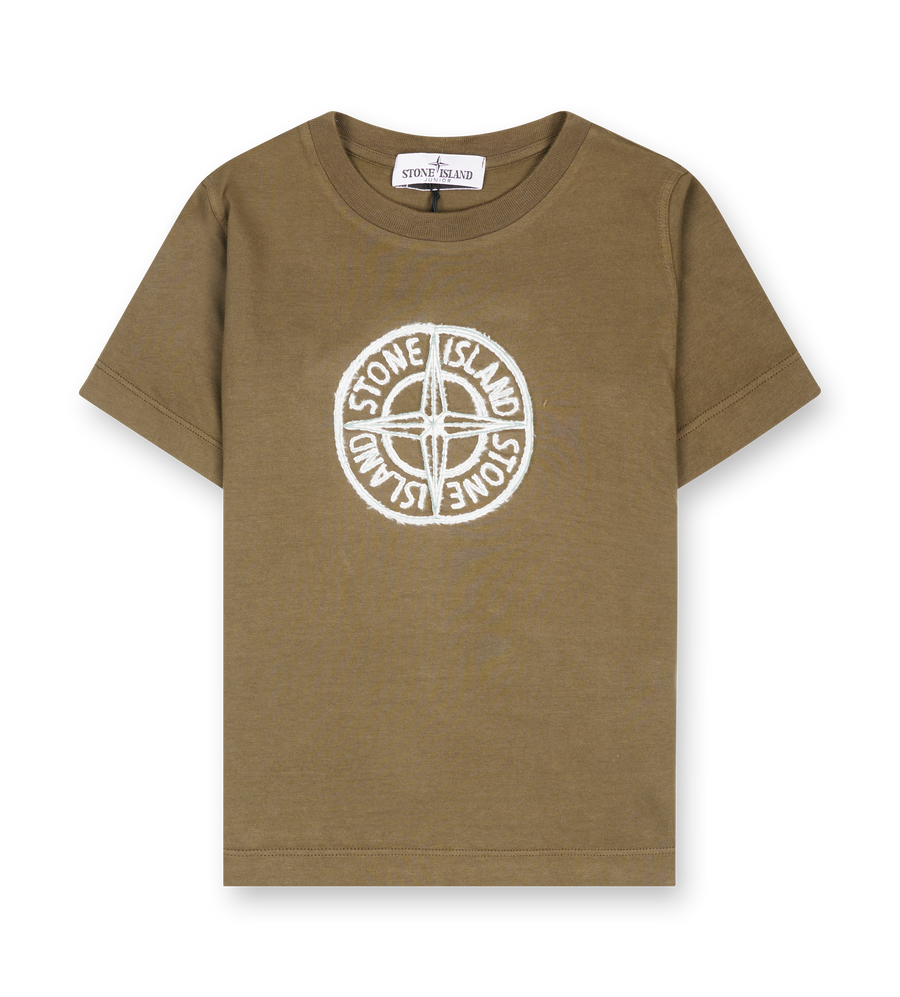 Stone Island Junior Embroidered Logo T Shirt in Military Green (Kids)