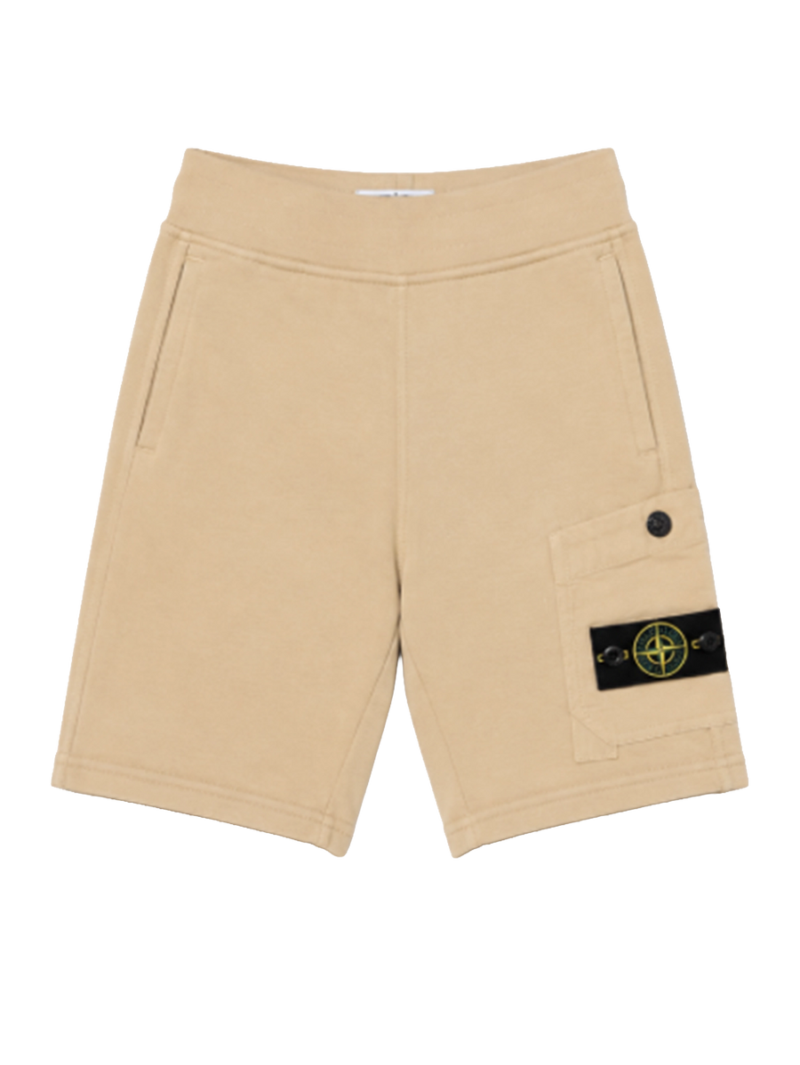 Stone Island Junior Fleece Cargo Shorts in Beige