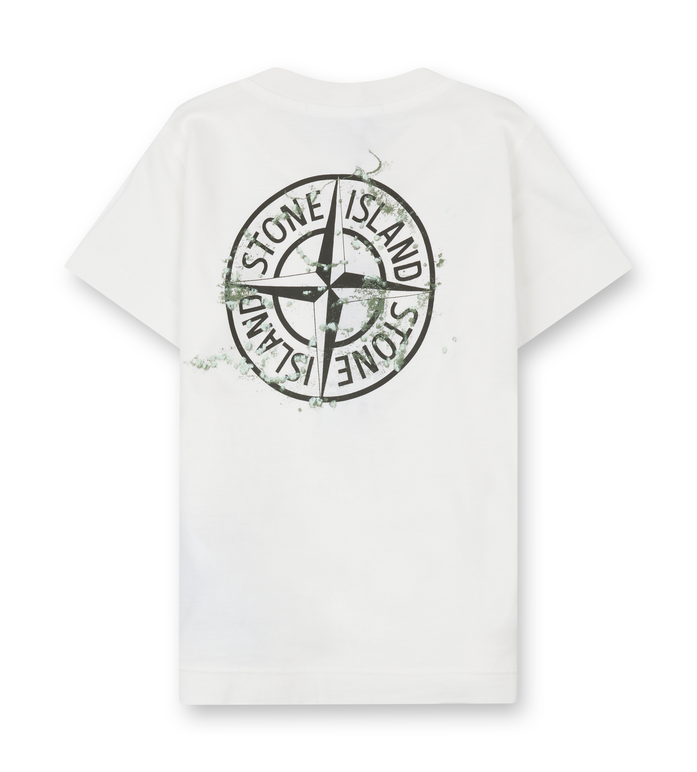 White t-shirt with Stone Island logo on a white background
