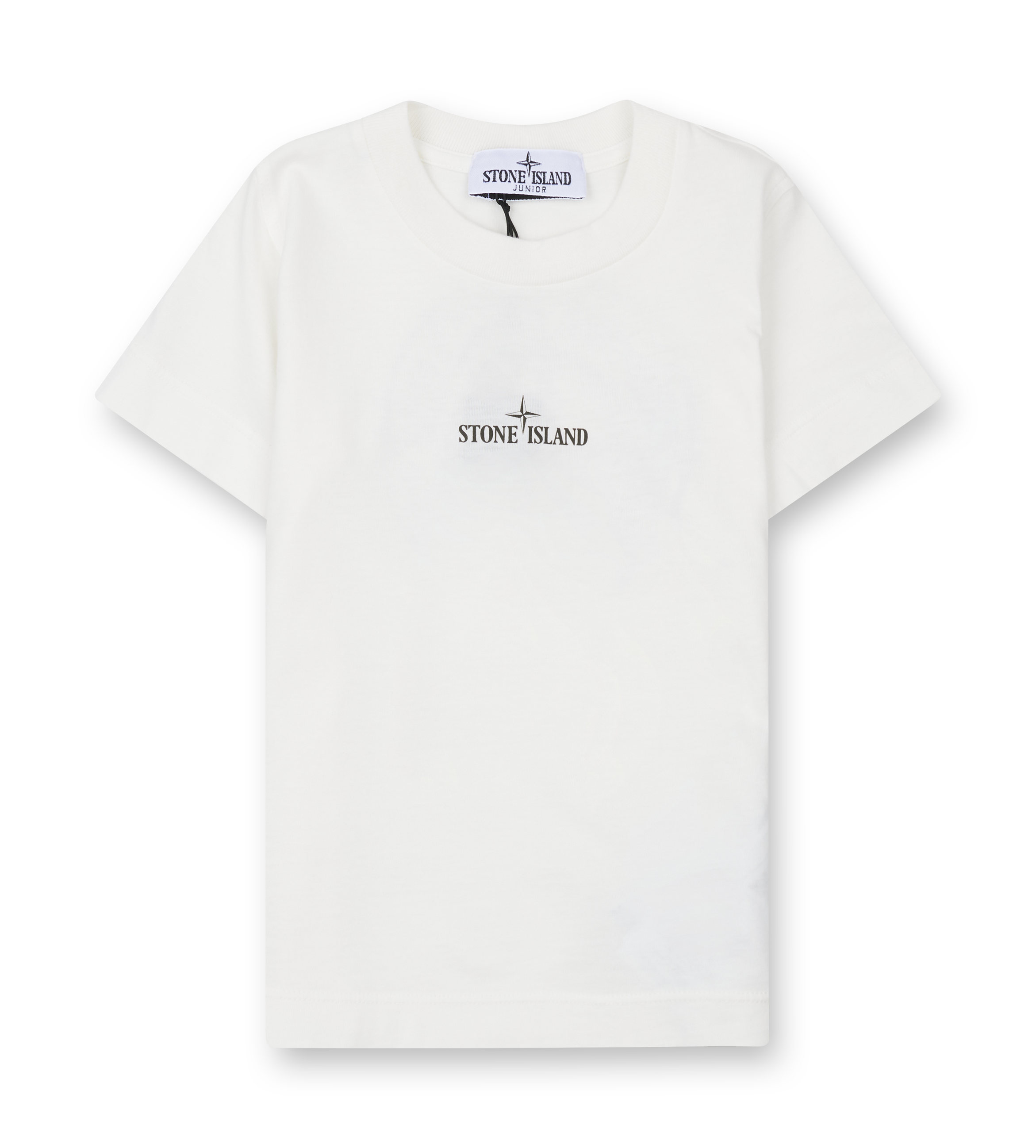 White t-shirt with Stone Island logo on a white background