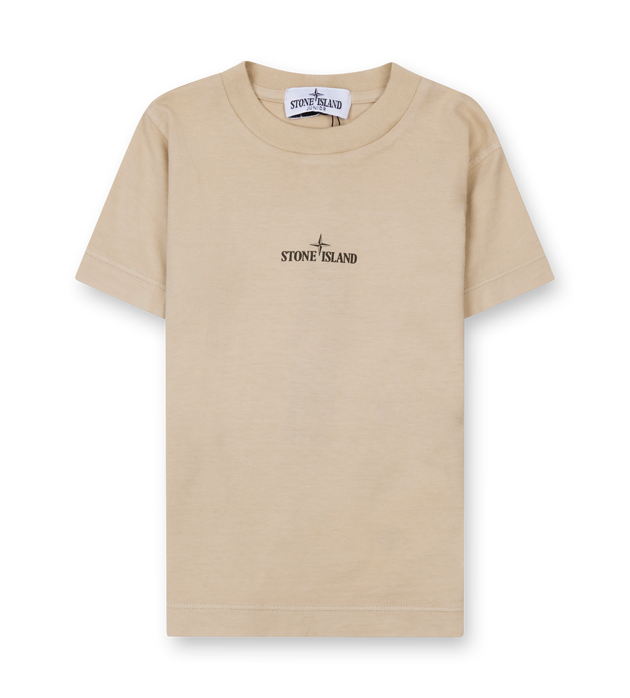 Stone Island Logo Print T-Shirt in Beige (Kids)
