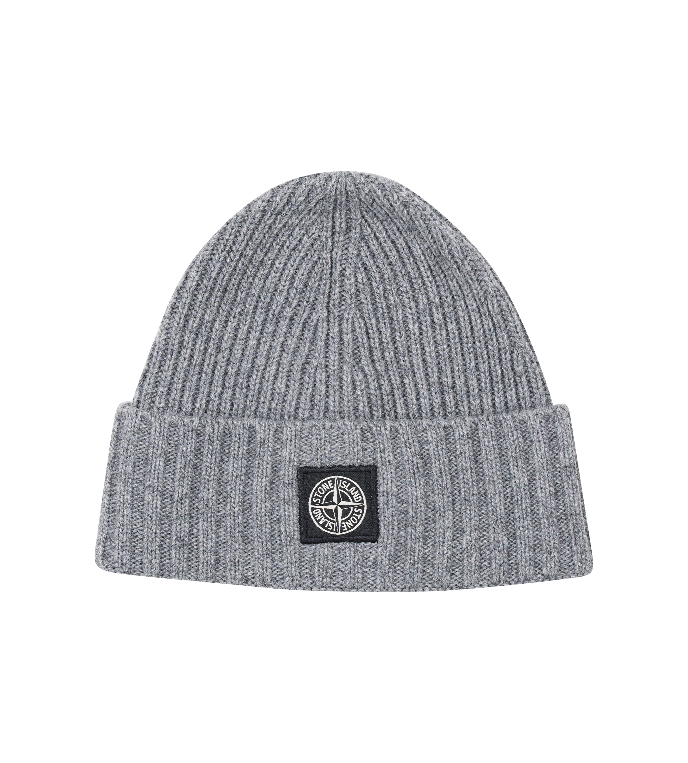 Stone Island Ribbed Wool Cashmere Beanie with Compass patch in Grey (Kids)