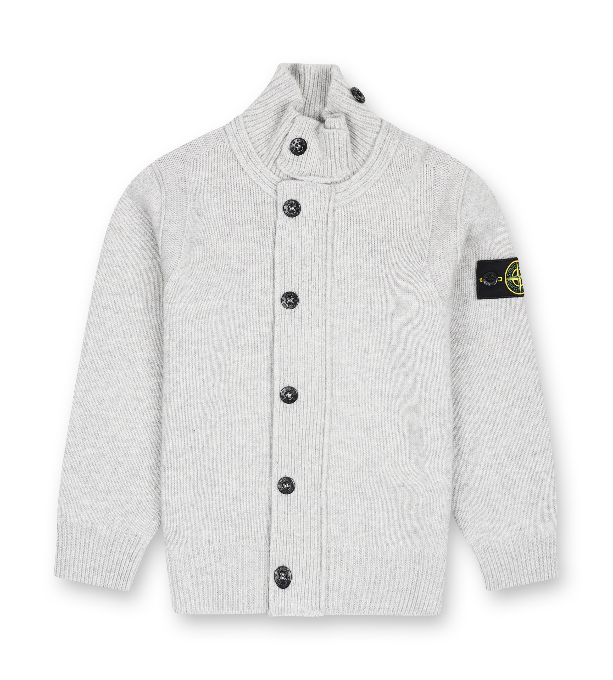 Stone Island Wool Cashmere Cardigan in Dust Grey Melange (Kids)