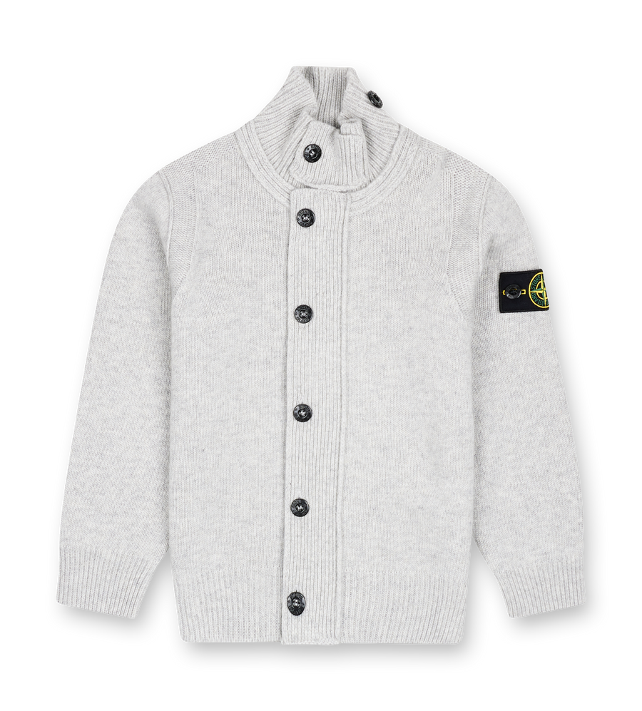 Stone Island Wool Cashmere Cardigan in Dust Grey Melange (Kids)