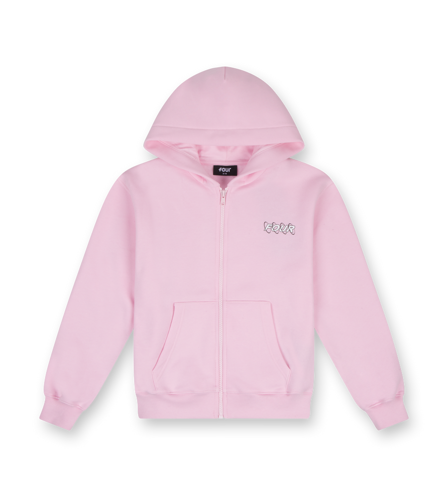 Circles Zip Up Hoodie Soft Pink/ White
