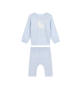 Baby Rabbit Embroidered Baby Set in Sky Blue