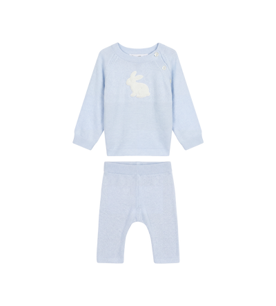 Baby Rabbit Embroidered Baby Set in Sky Blue