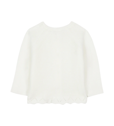 Tartine et Chocolat Openwork Cotton Cardigan in Ecru
