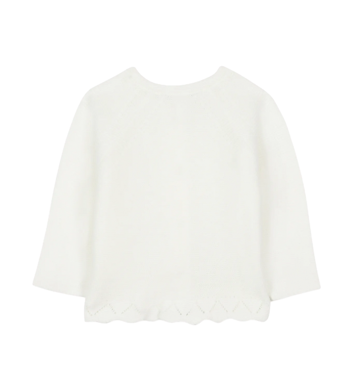 Tartine et Chocolat Openwork Cotton Cardigan in Ecru