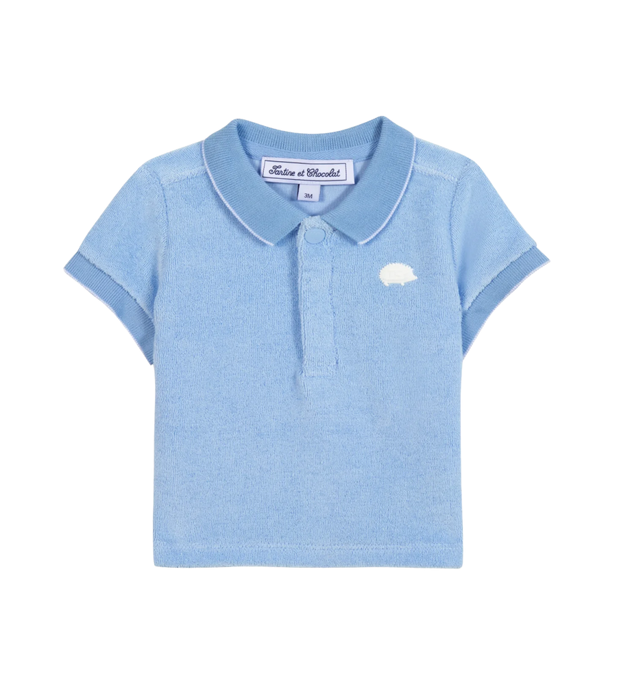 Tartine et Chocolat Cotton Knit Polo Shirt in Blue