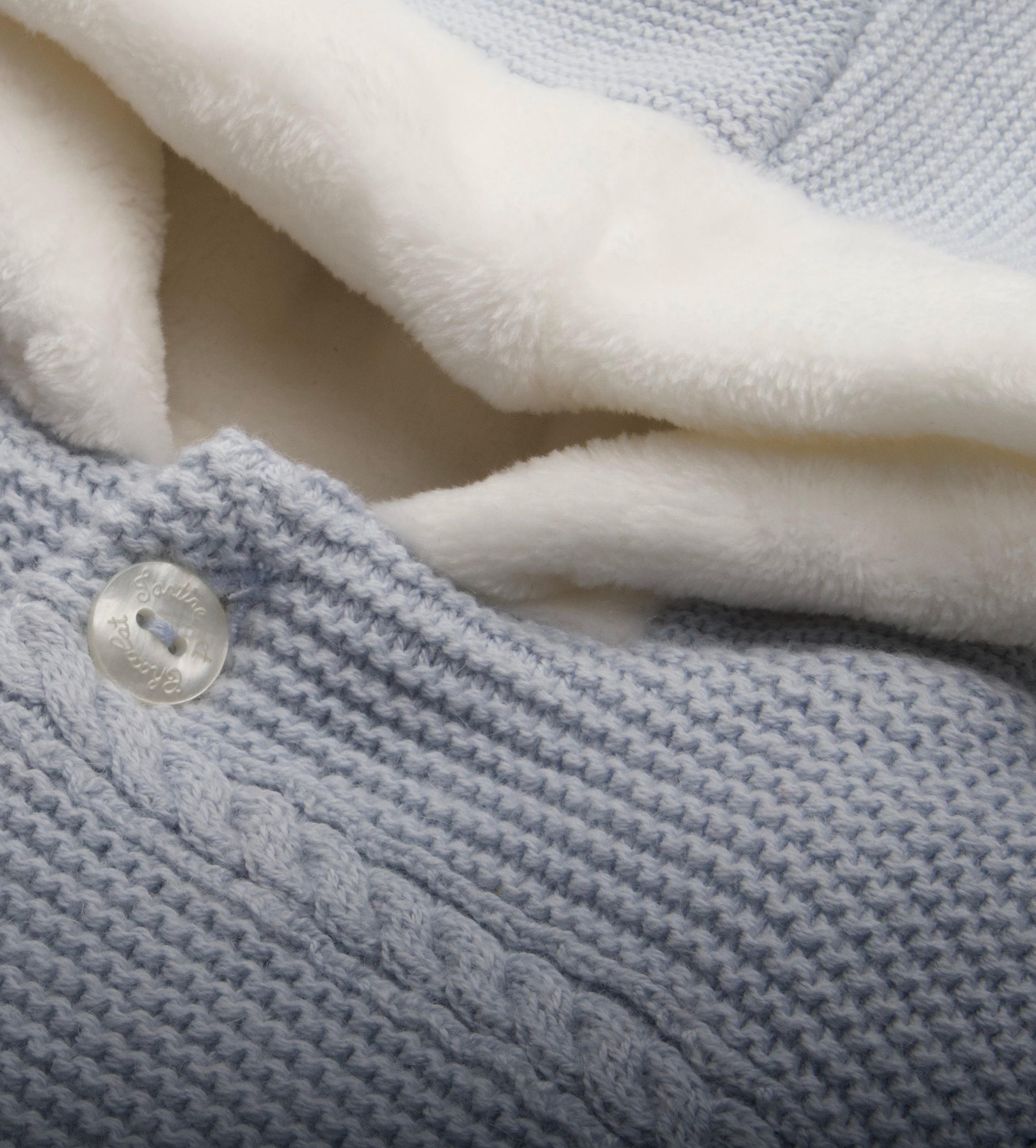 Tartine et Chocolat Hooded Knit Jacket in Powder Blue (Baby)