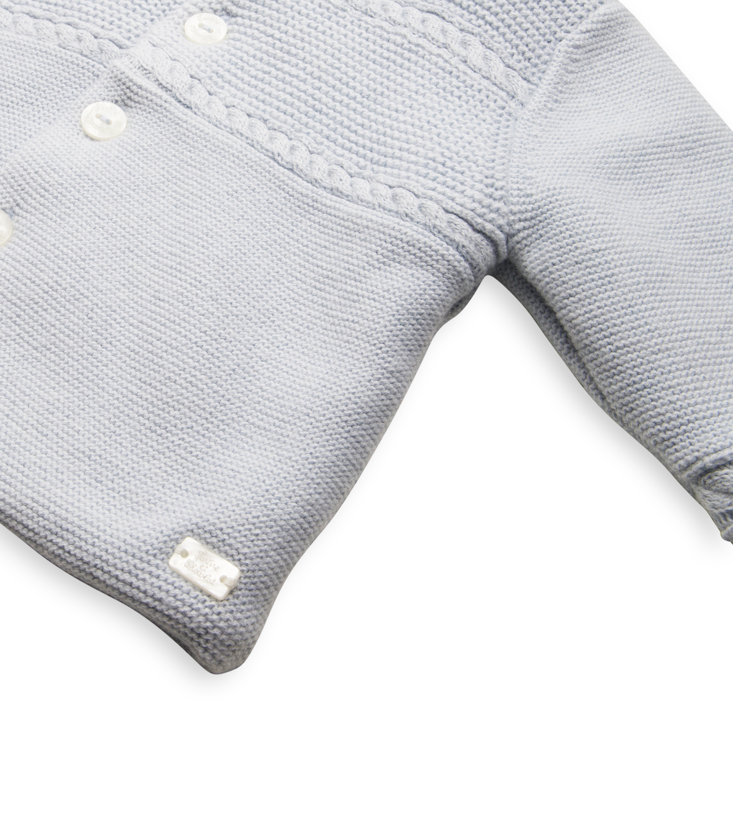 Tartine et Chocolat Hooded Knit Jacket in Powder Blue (Baby)