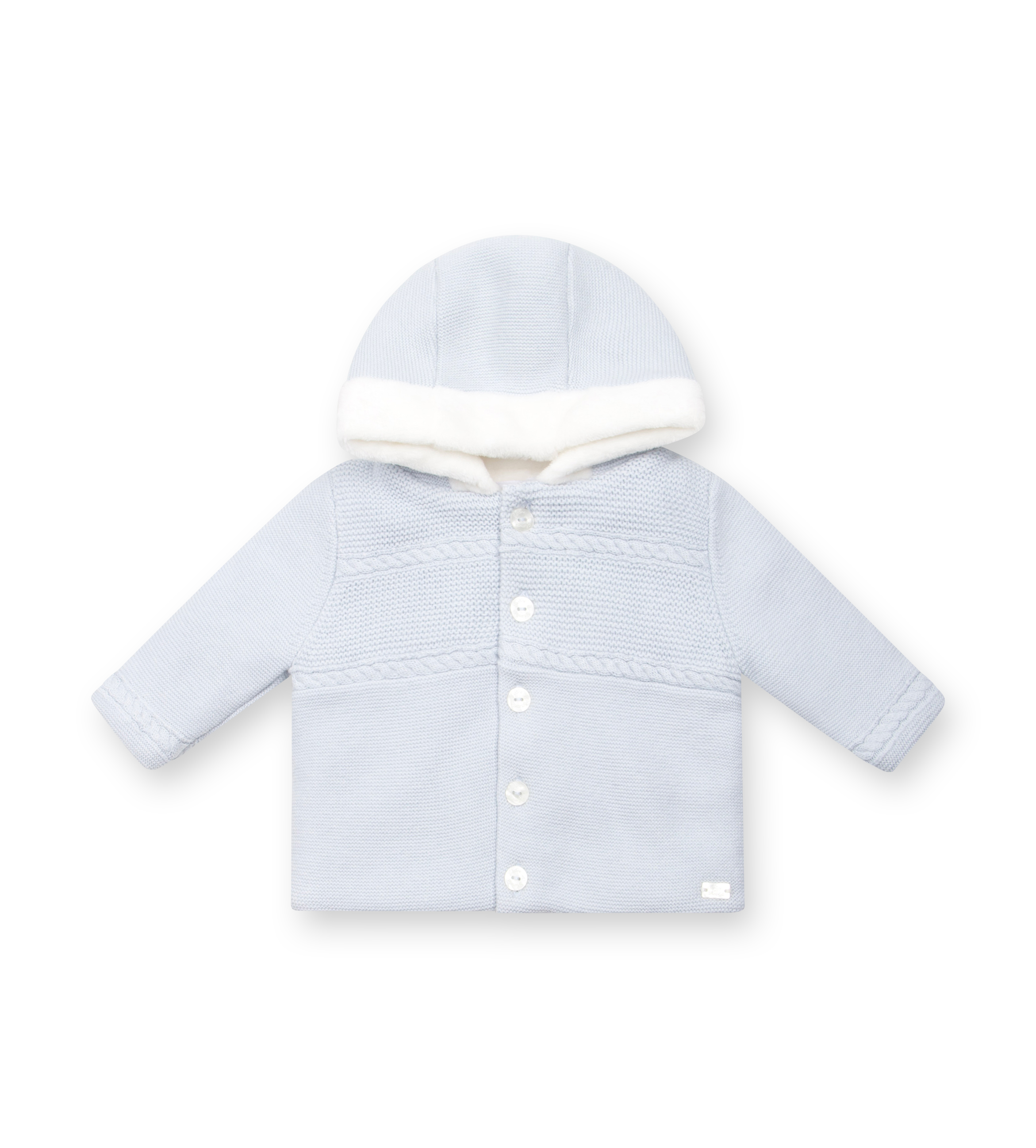 Tartine et Chocolat Hooded Knit Jacket in Powder Blue (Baby)