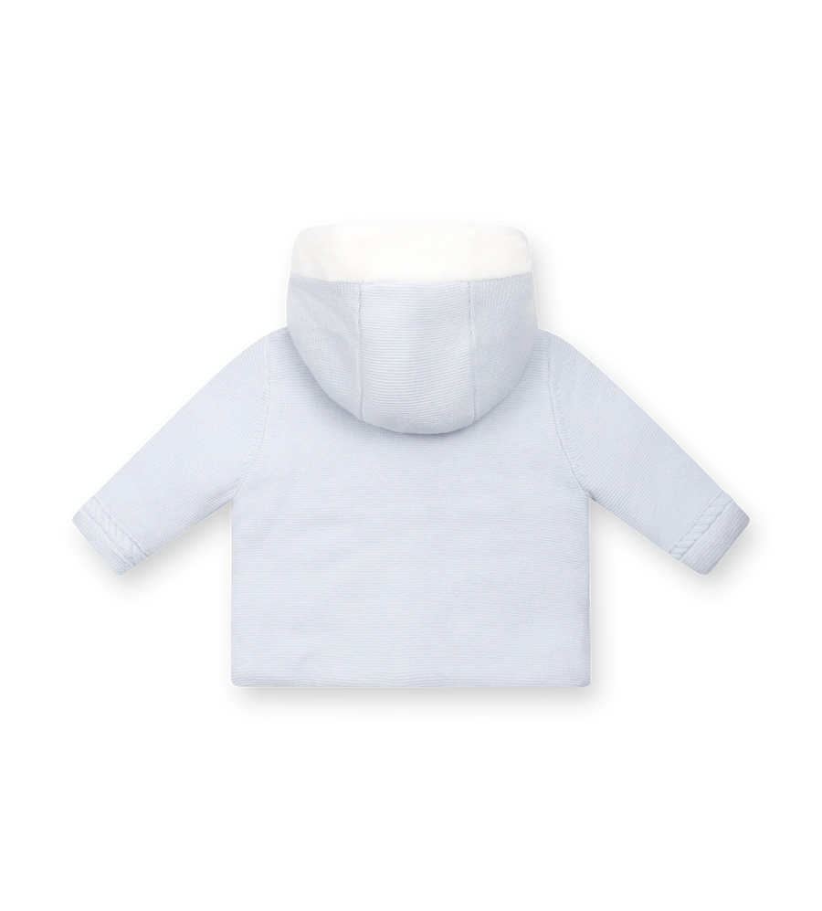 Tartine et Chocolat Hooded Knit Jacket in Powder Blue (Baby)