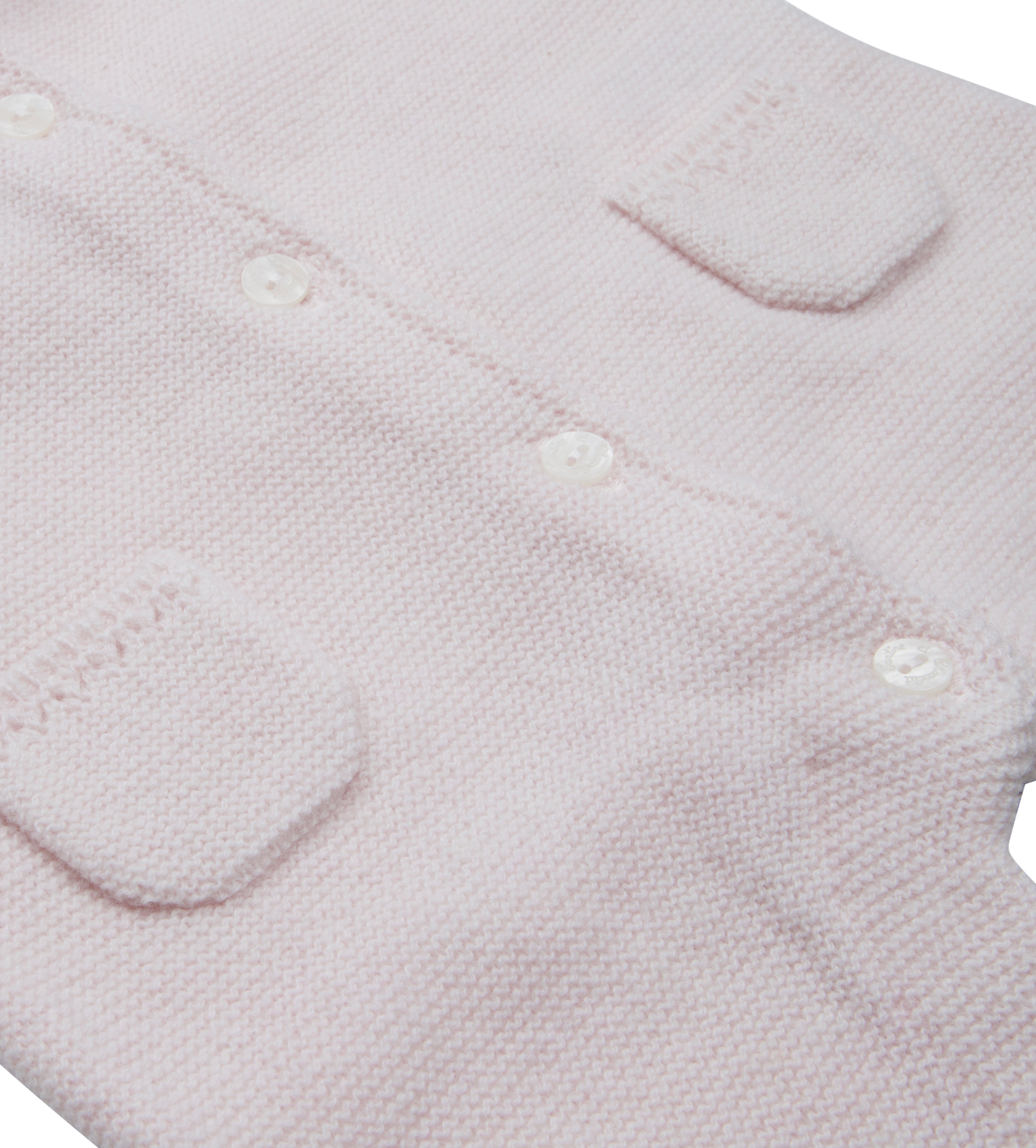 Tartine et Chocolat Knit Romper with Embroidered Collar in Rose Pale (Baby)
