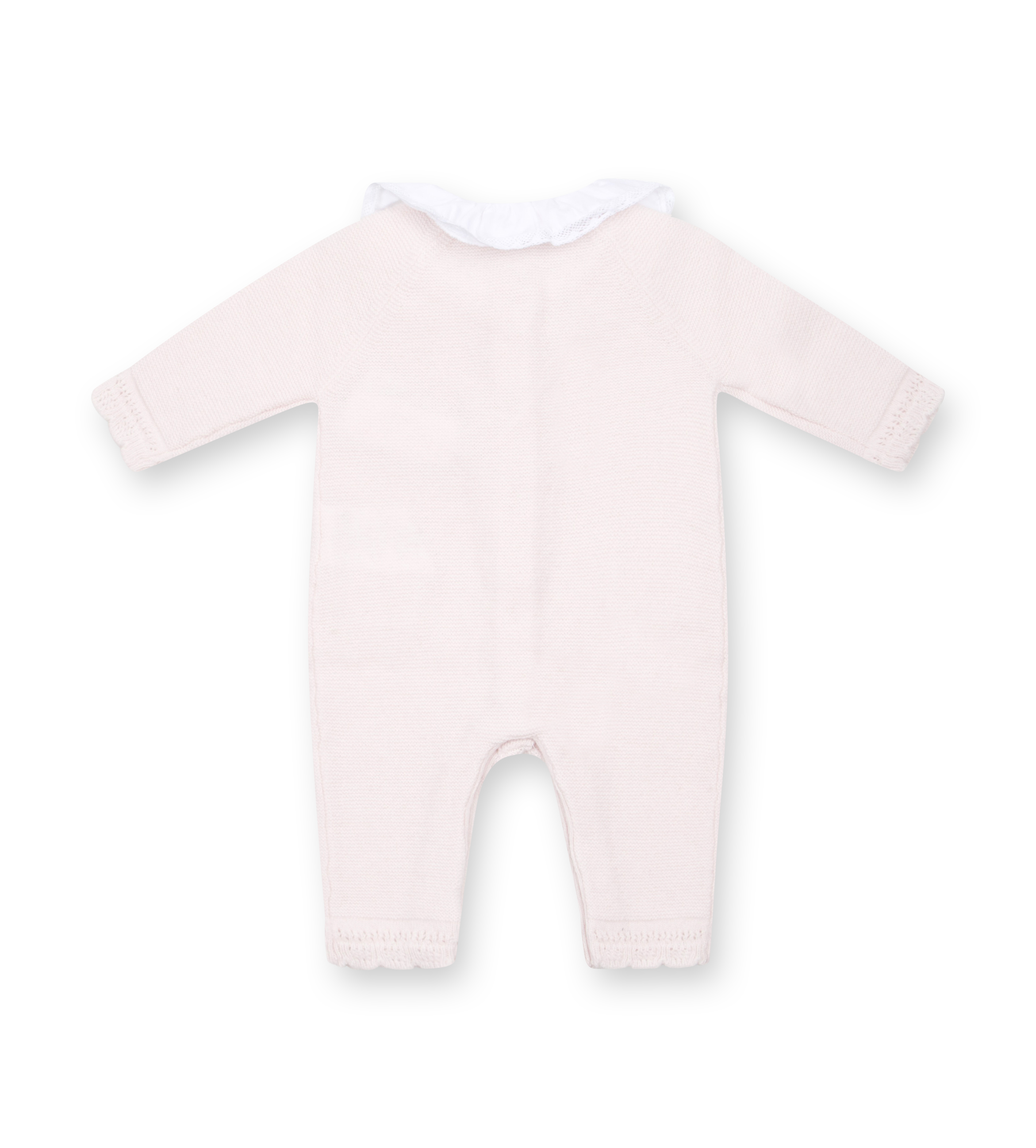 Tartine et Chocolat Knit Romper with Embroidered Collar in Rose Pale (Baby)