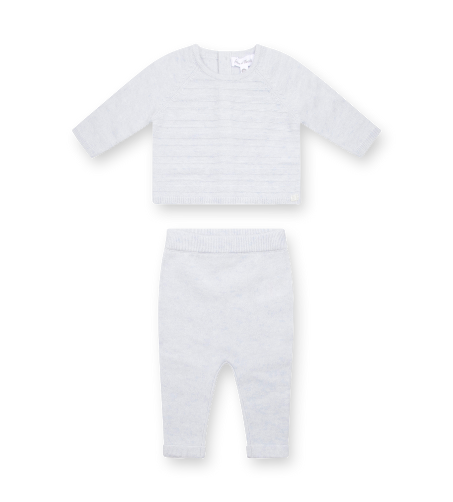 Tartine et Chocolat Knitted Two-Piece Set in Light Blue