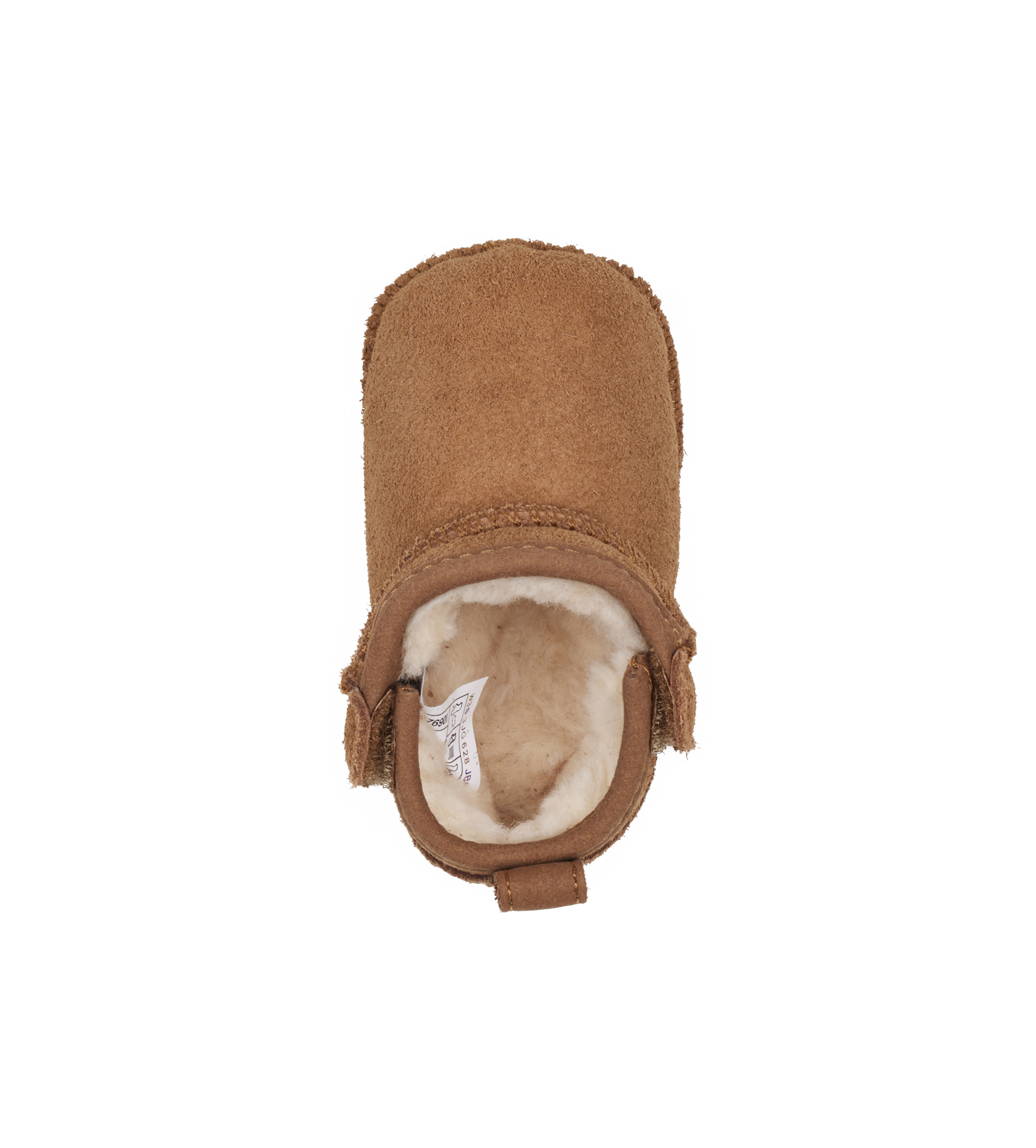Brown slipper with white interior on a white background