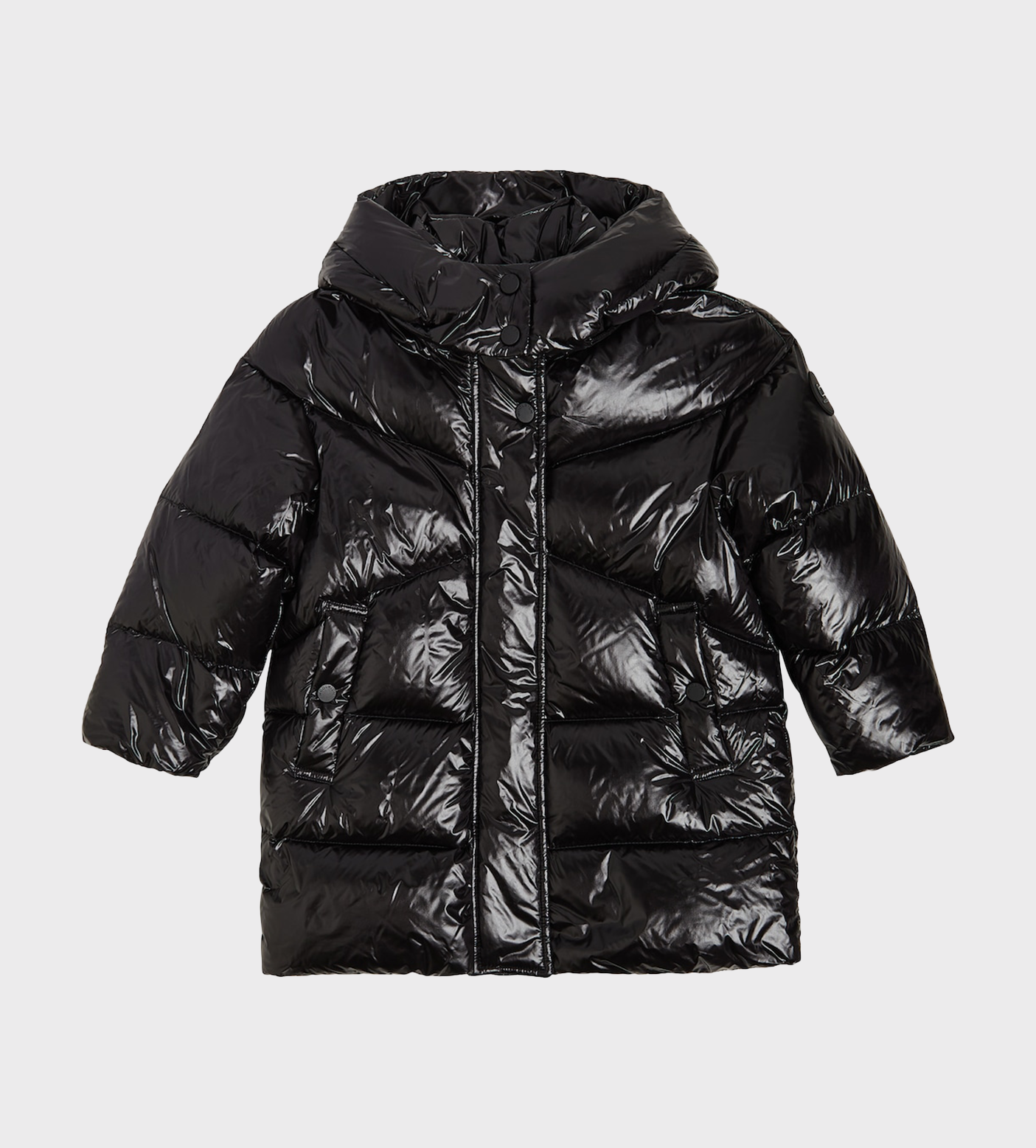 Padded Button-up Coat Black