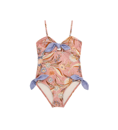 Kids Indra Tie Front One Piece Swimsuit Pink Floral