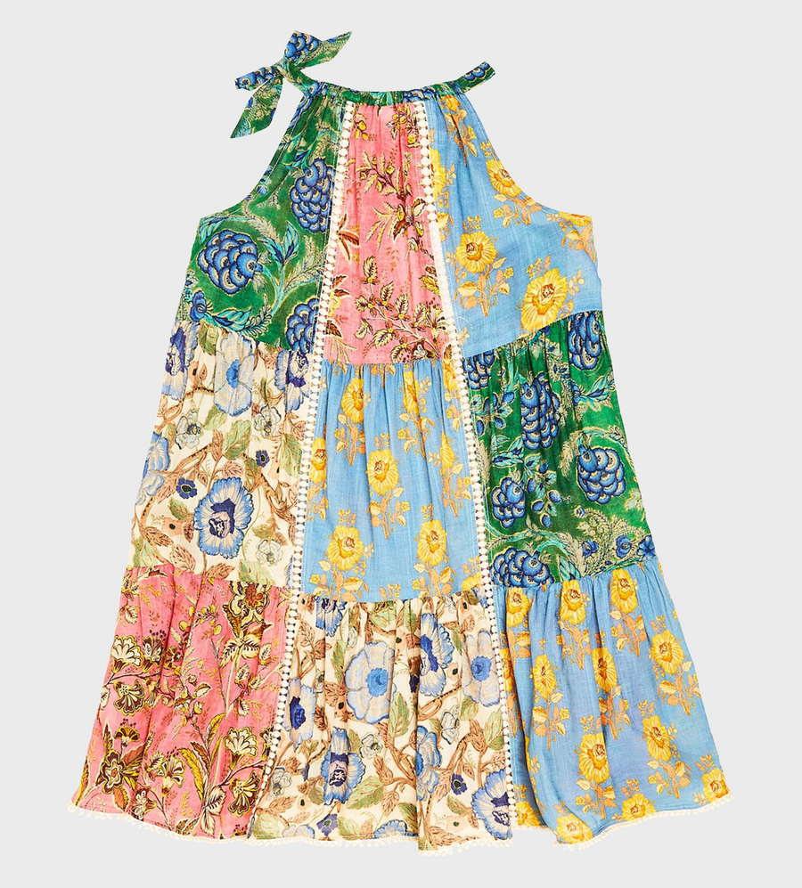 Halter Dress Spliced Multicolor
