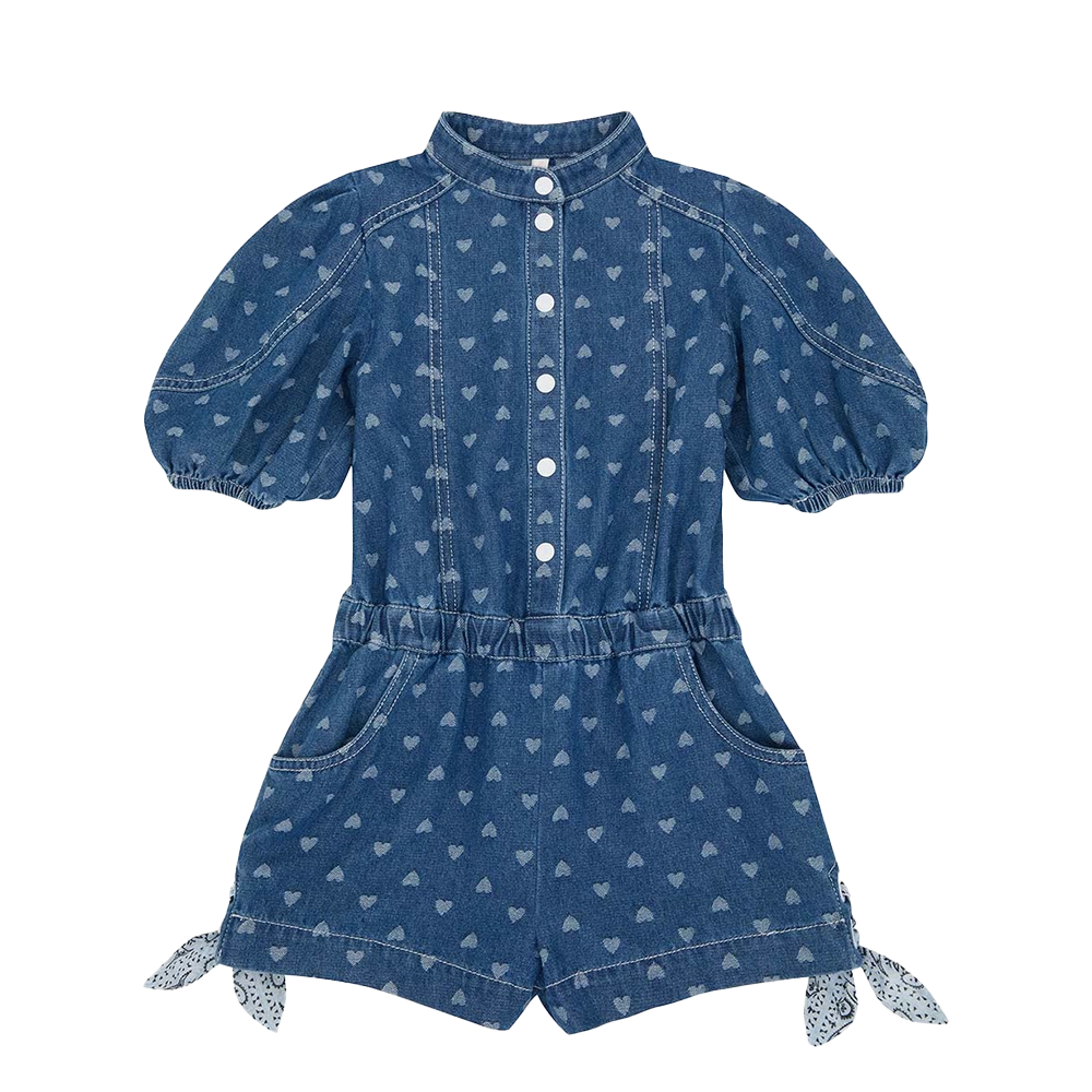 Zimmermann Awaken Jacquard Denim Playsuit in Blue (Kids)