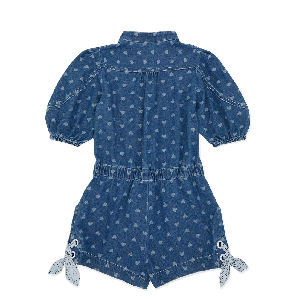 Zimmermann Awaken Jacquard Denim Playsuit in Blue (Kids)