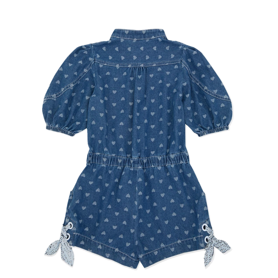 Zimmermann Awaken Jacquard Denim Playsuit in Blue (Kids)