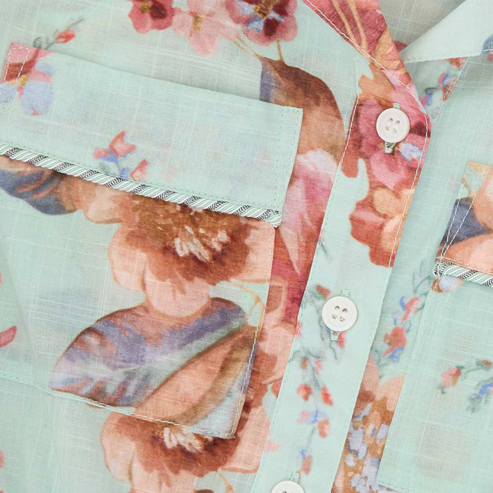 Zimmermann Awaken Floral Pocket Playsuit in Mint (Kids)