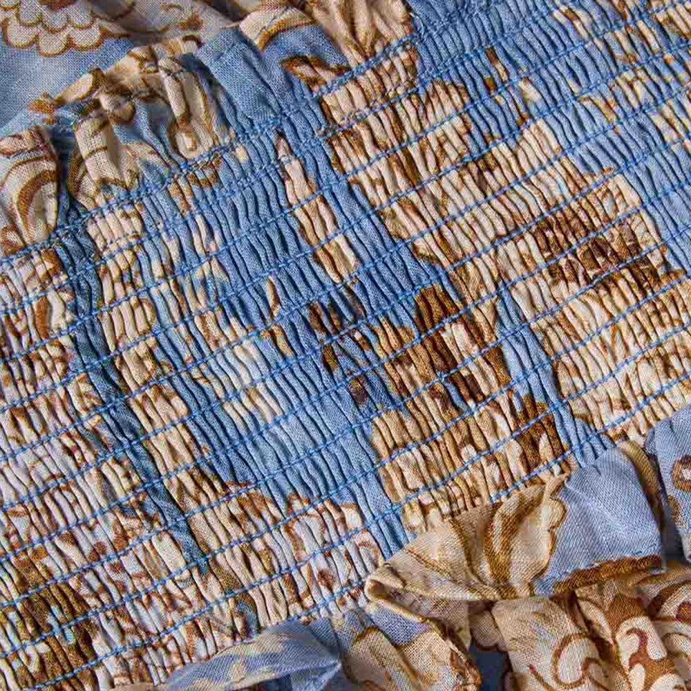 Zimmermann Daylight Denim Bandana Floral Tiered Dress in Blue (Kids)