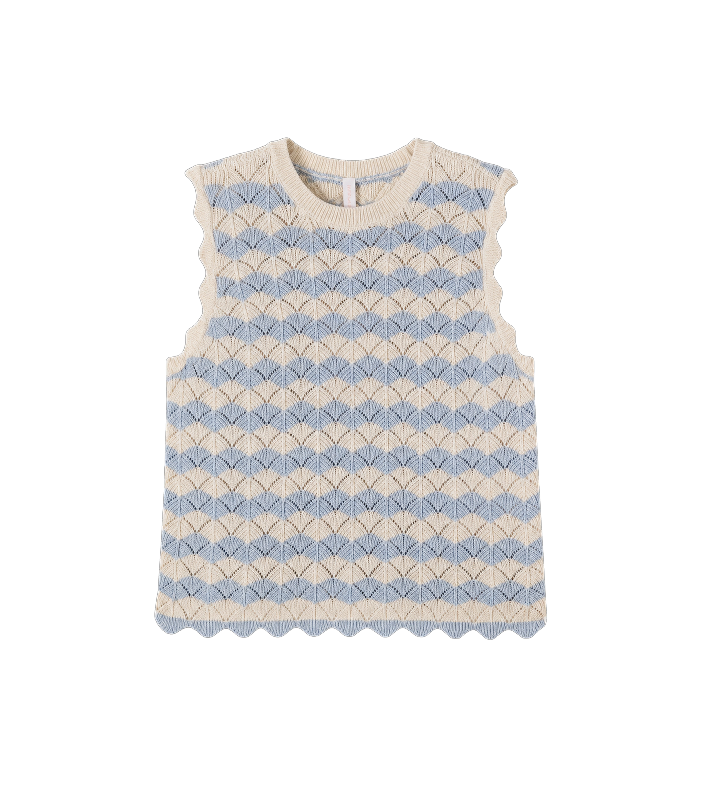 Kids Aster Pointelle katoen- en linnenmix vest blauw/ecru