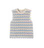 Kids Aster Pointelle katoen- en linnenmix vest blauw/ecru