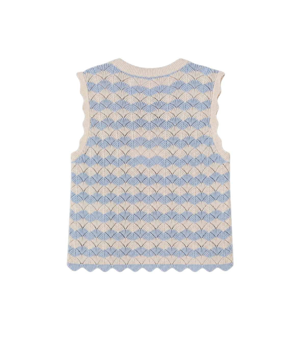 Kids Aster Pointelle Cotton & Linen Blend Vest Blue/Ecru