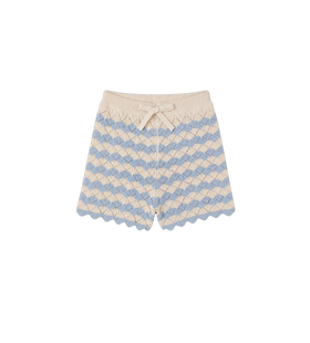 Kids Aster Cotton & Linen Blend Shorts Blue/Ecru