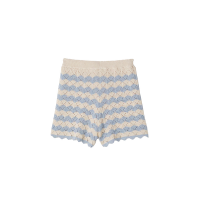 Kids Aster Cotton & Linen Blend Shorts Blue/Ecru