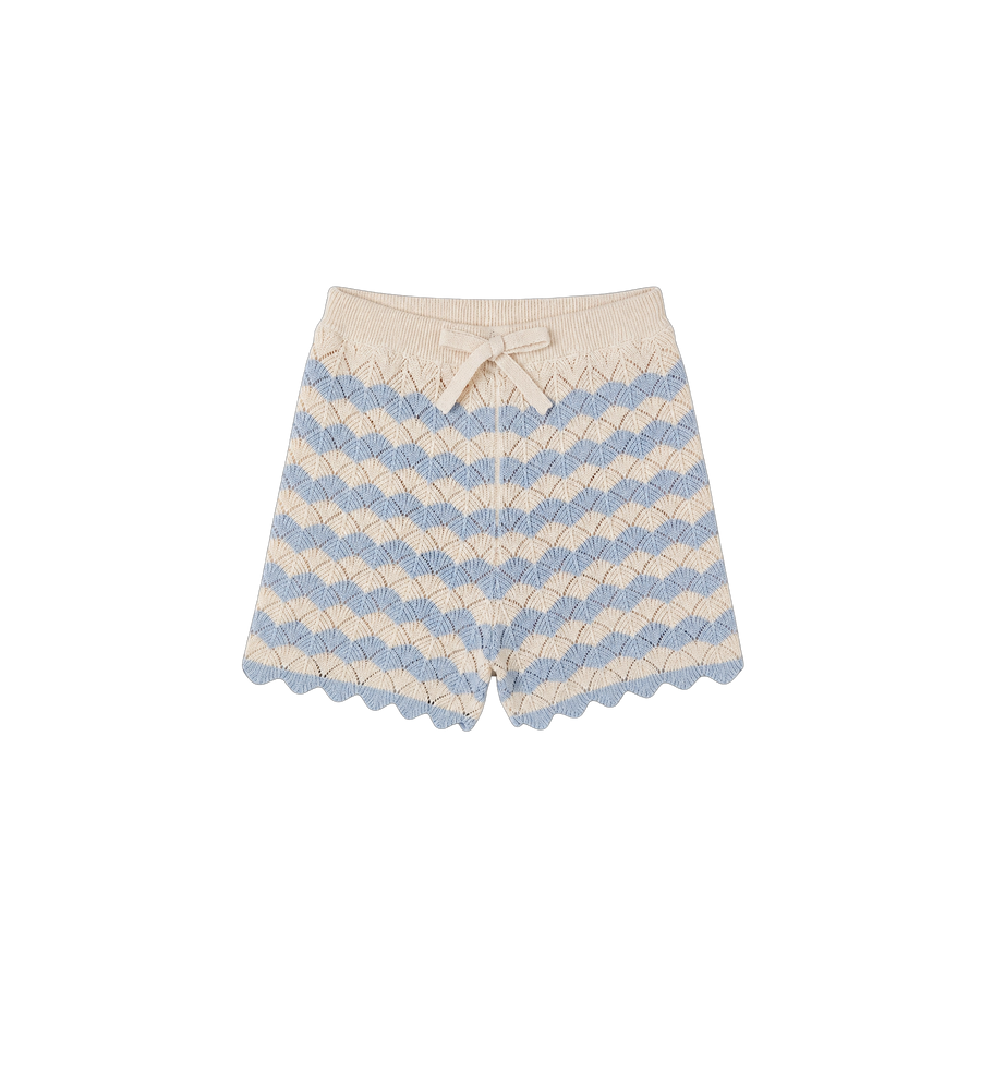 Kids Aster katoen- en linnenmix Shorts Blauw/Ecru