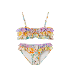 Kids Solstice bikini met bloemenruches, veelkleurig