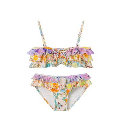 Kids Solstice bikini met bloemenruches, veelkleurig