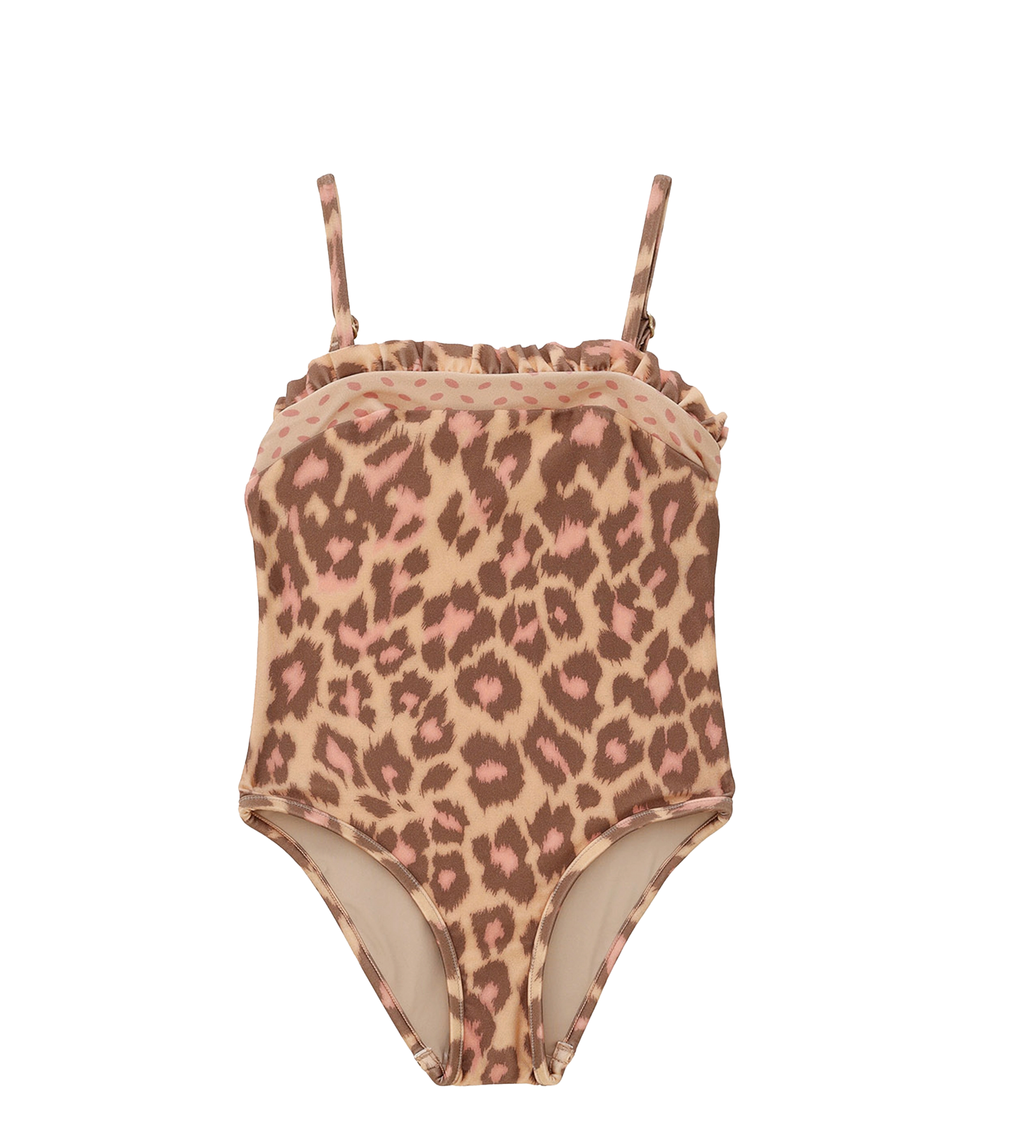 Zimmermann Patience Leopard Bandeau One-Piece Swimsuit in Tan Leopard (Kids)